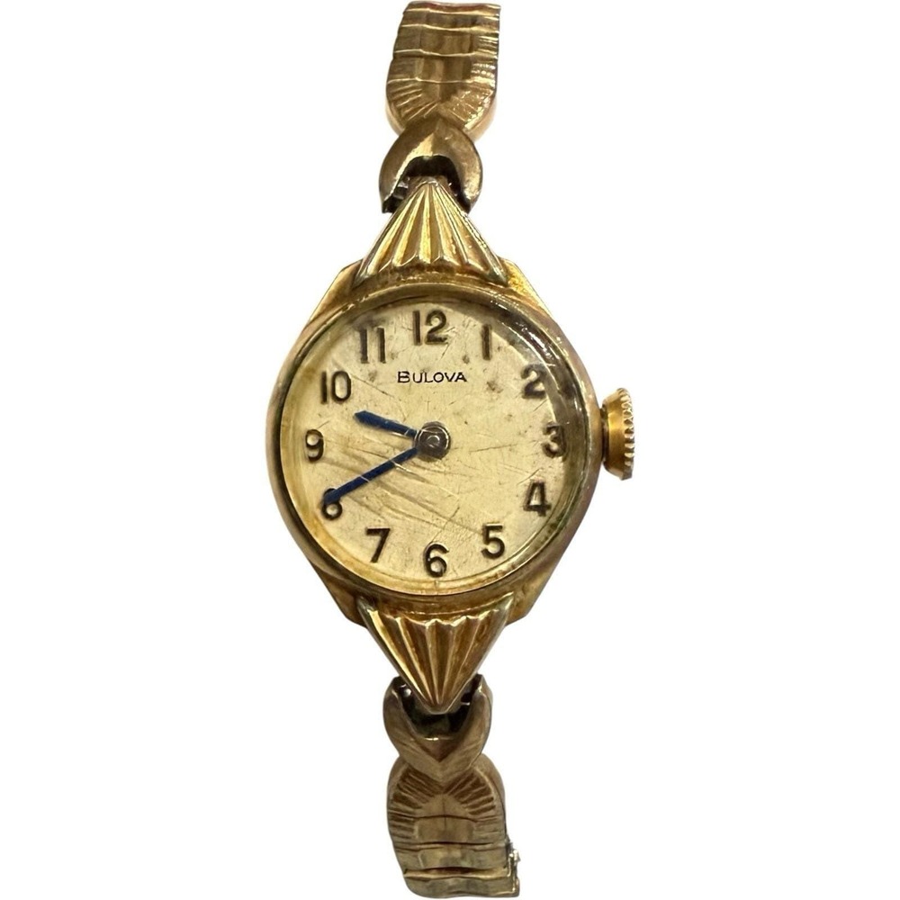 Bulova Women's‎ Watch 10K RGP Bezel Gold Tone Dainty Expansion Band Vintage